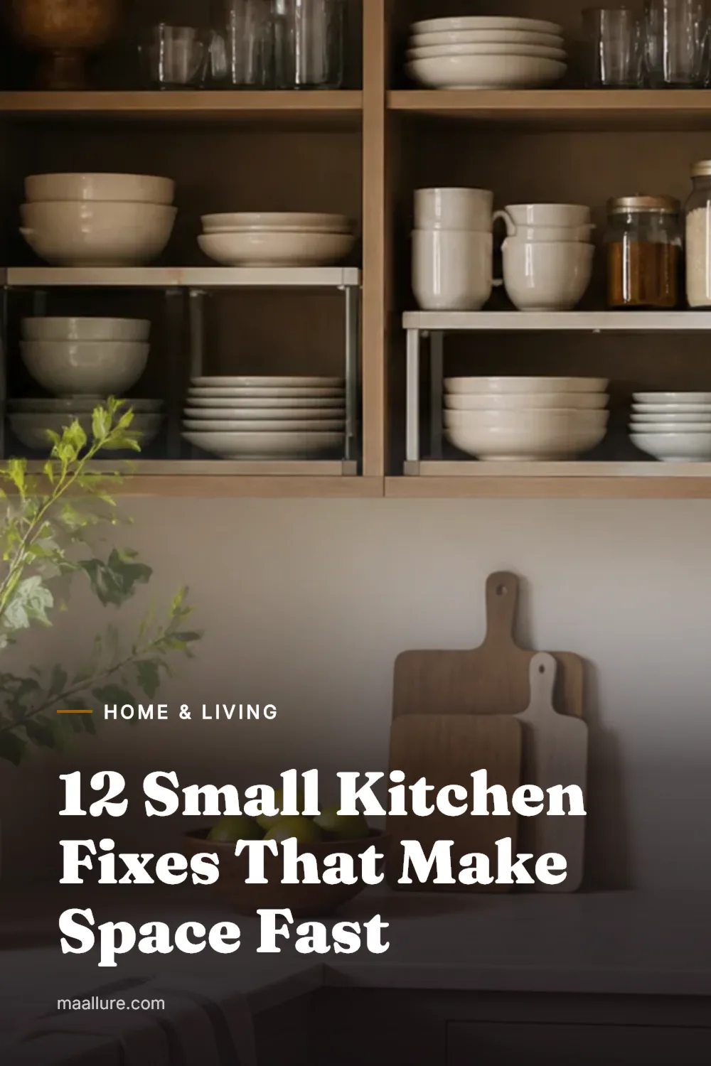 Compact kitchen with organized cabinets, clear counters and practical storage solutions