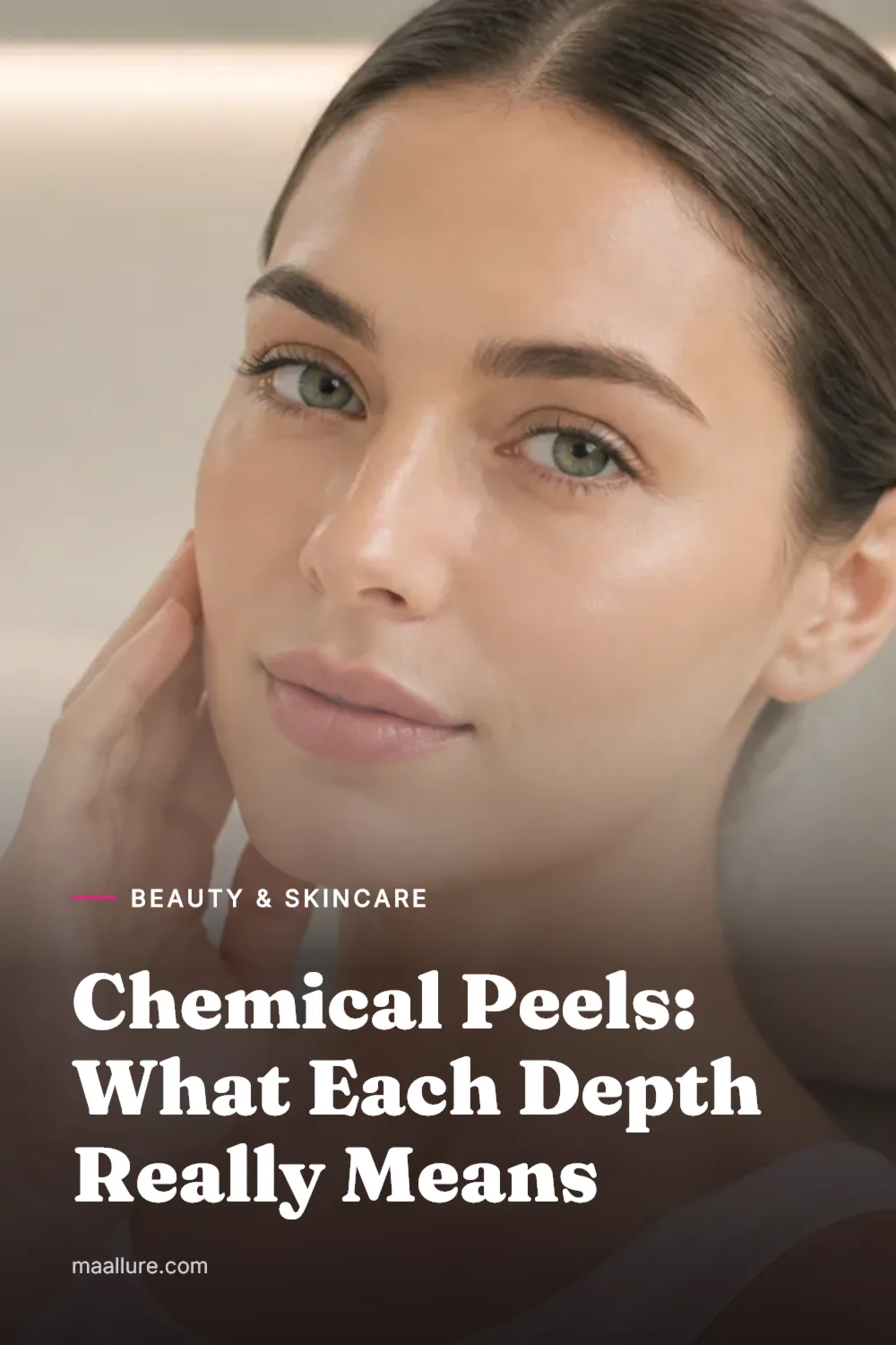 Woman with healthy natural skin in a calm skincare clinic setting