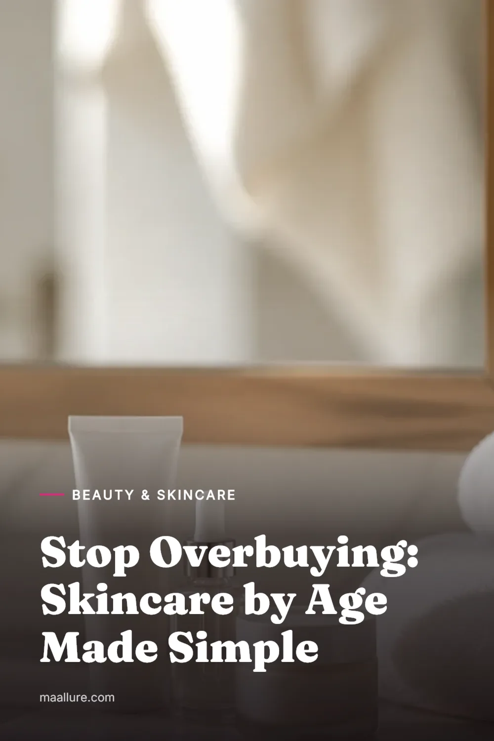 Simple anti-aging skincare products arranged on a bright bathroom vanity