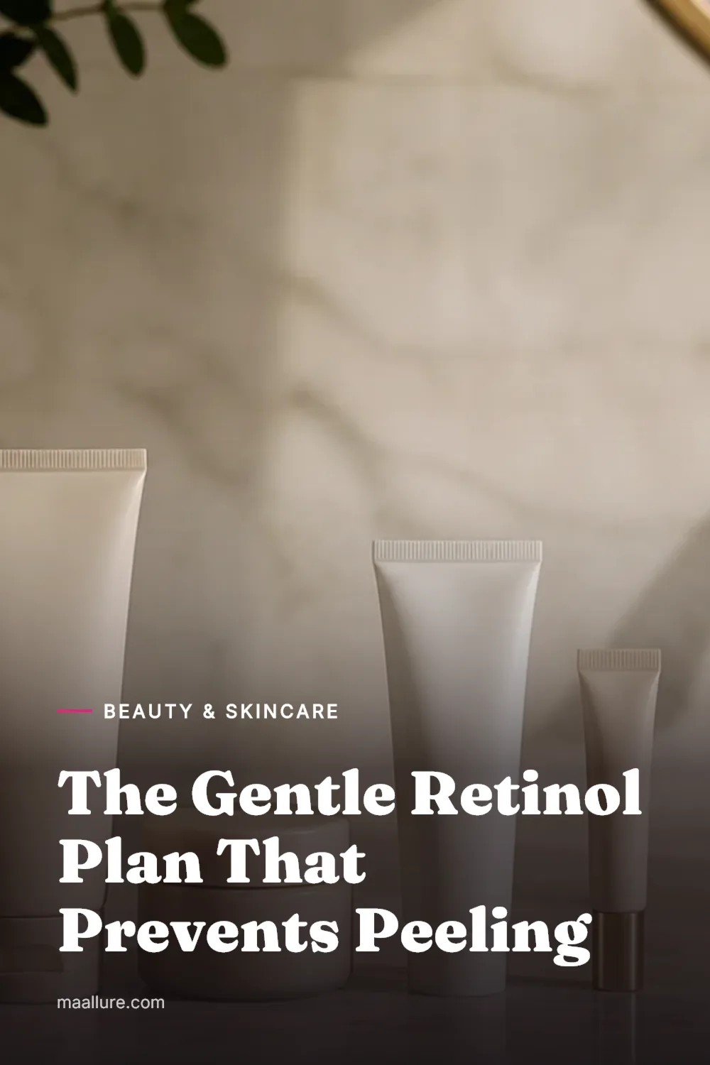 Minimal skincare products on a bathroom vanity for a gentle beginner retinol routine