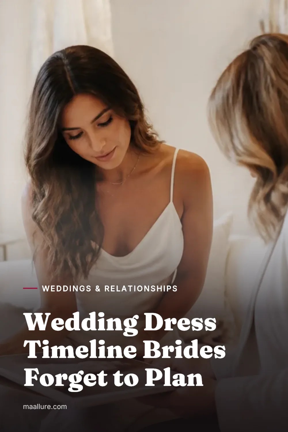 Bride-to-be planning wedding dress appointments in a bright bridal boutique
