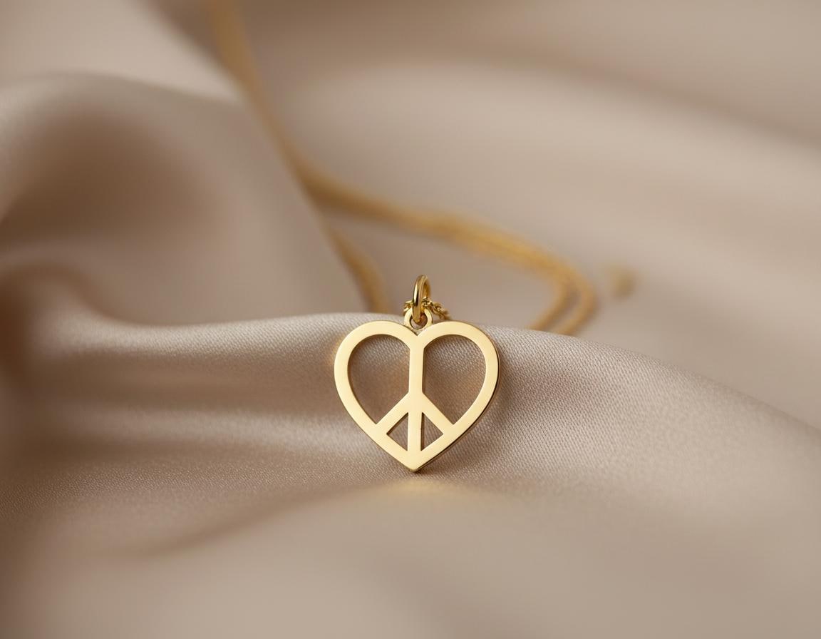 Heart Peace Necklace: Gold Plated Love Symbol