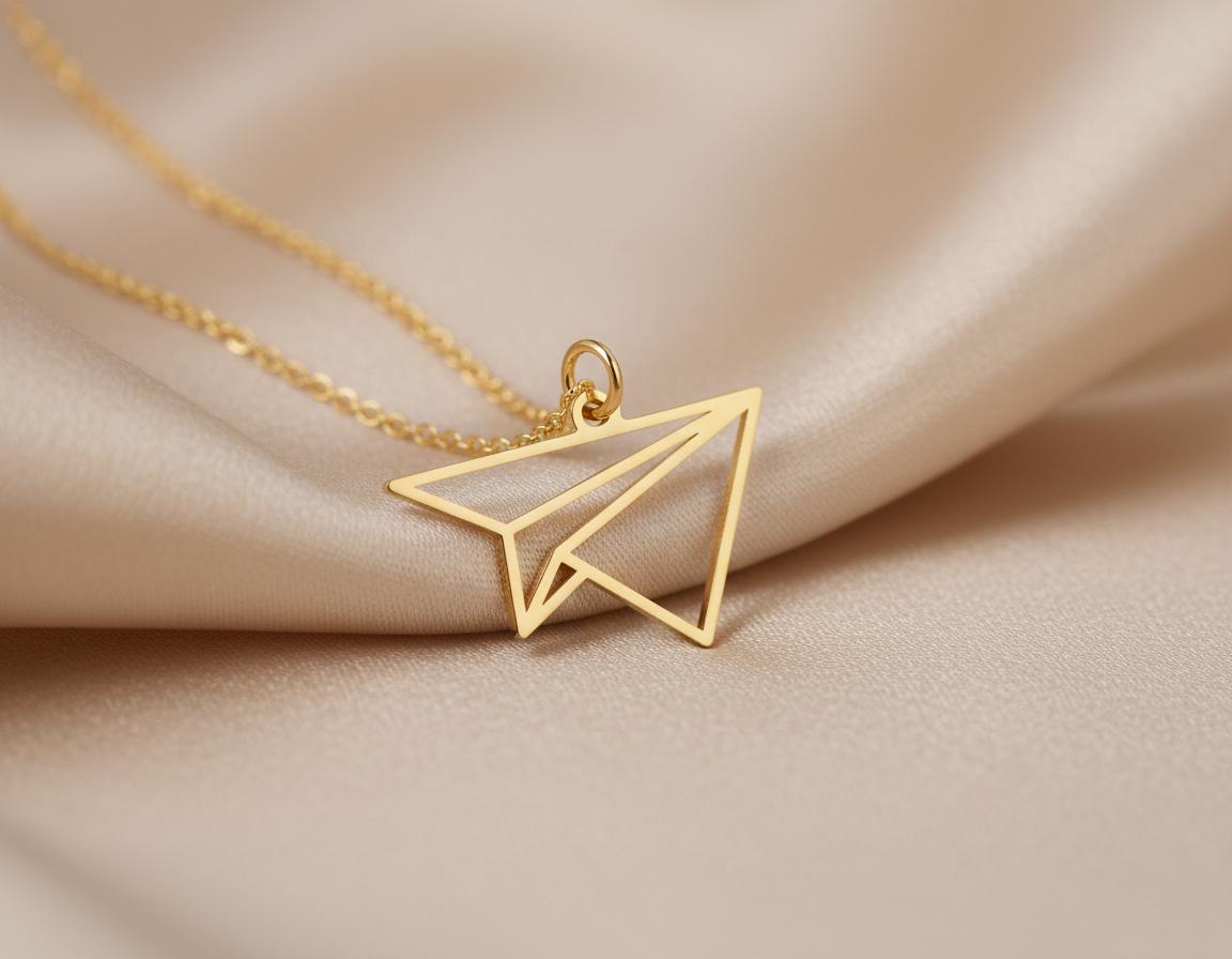 Paper Airplane Pendant: Gold Plated Minimalist Necklace