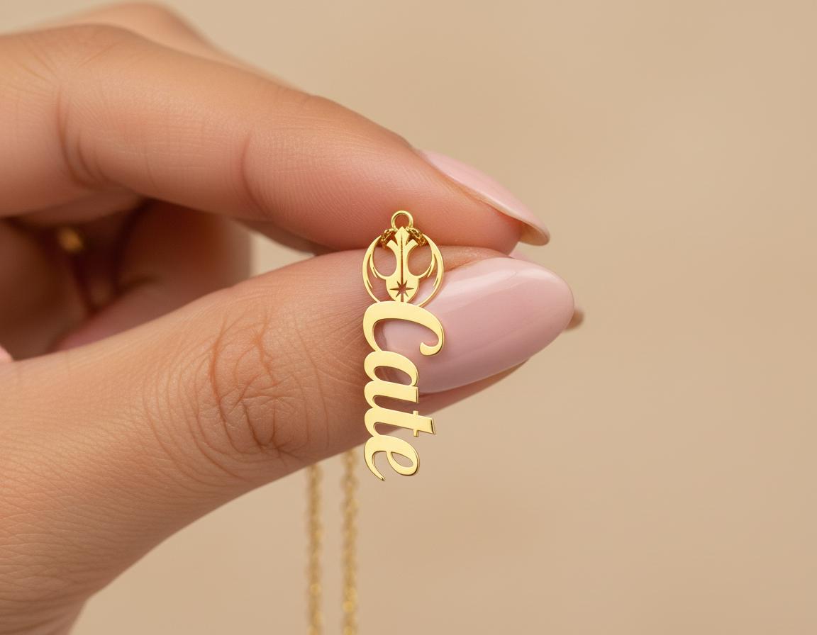 Rebel Alliance Name Necklace: Gold Plated Custom Jewelry
