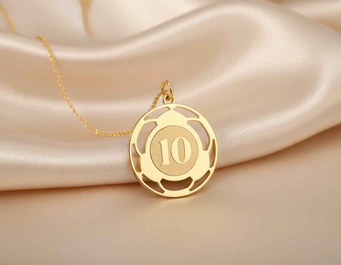 Custom Soccer Number Necklace: Gold Plated Ten Pendant