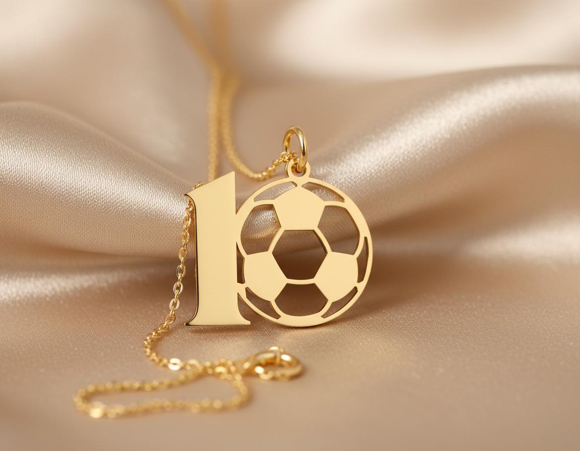 Soccer Number 10 Pendant: Gold Plated Sports Jewelry