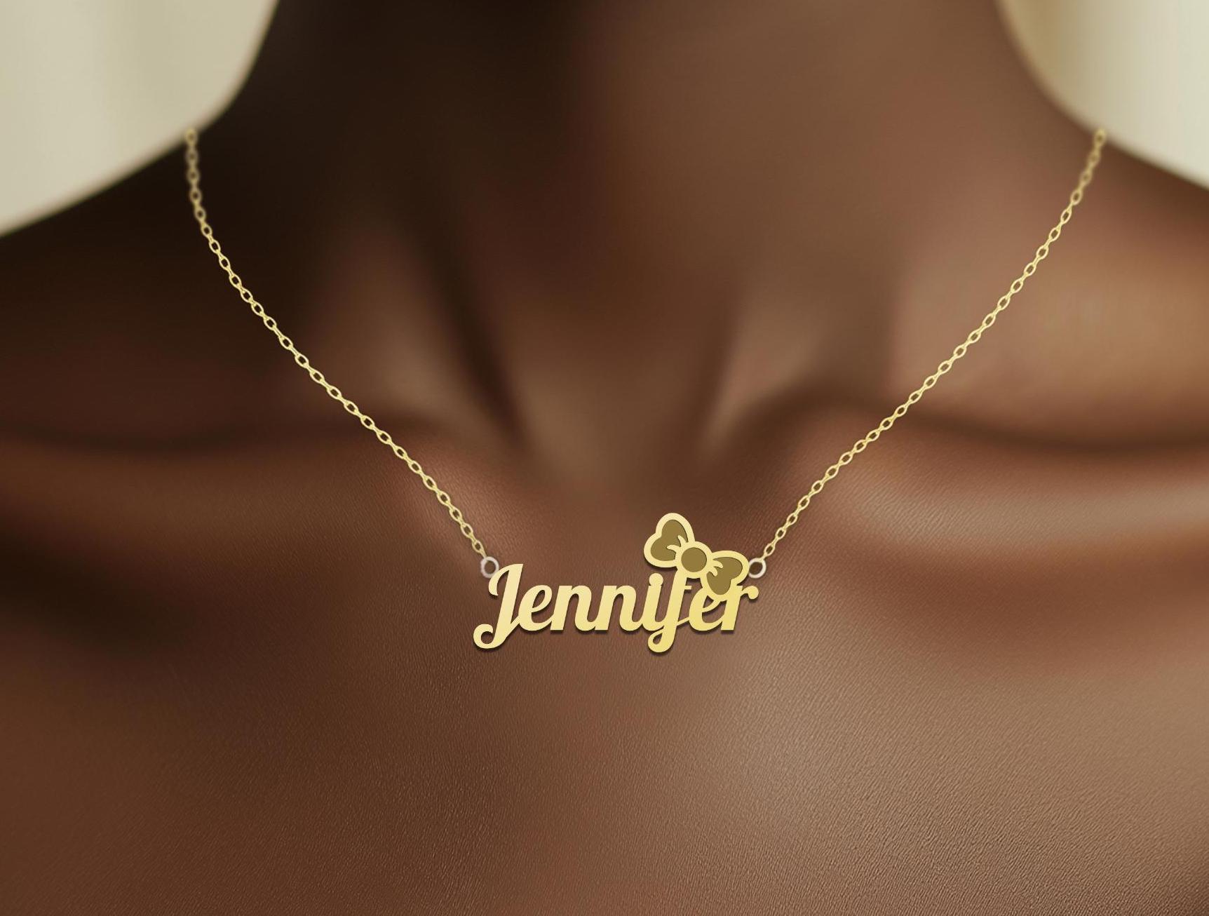 Cute Custom Bow Pendant Necklace - Personalized Name Jewelry with Bow - Dainty, Unique Gift for Women, Personalized Charm