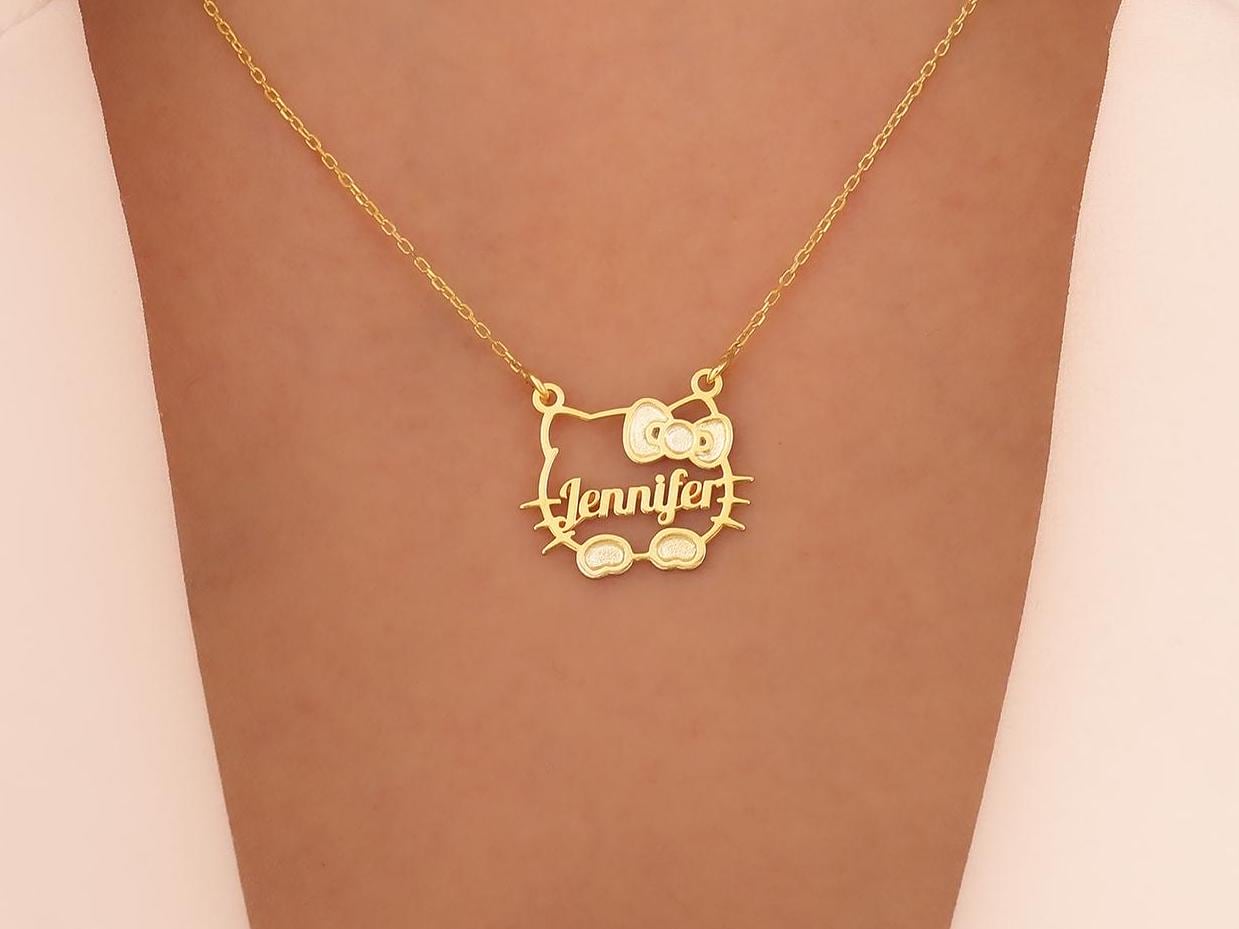 Custom Kitty Necklace - Kitty Name Necklace - Perzonalized Cute Cat Necklace - Kitty Name Necklace - Minimalist Jewelry for Women