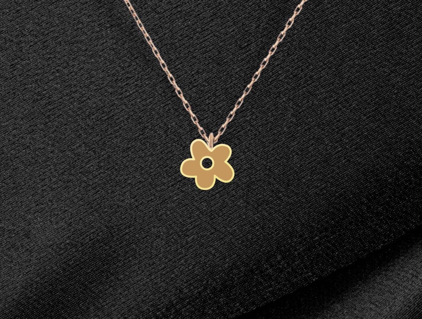 Floral Charm - Cute Floral Necklace Pendant - Kitty Floral Necklace - Minimalist Jewelry for Women