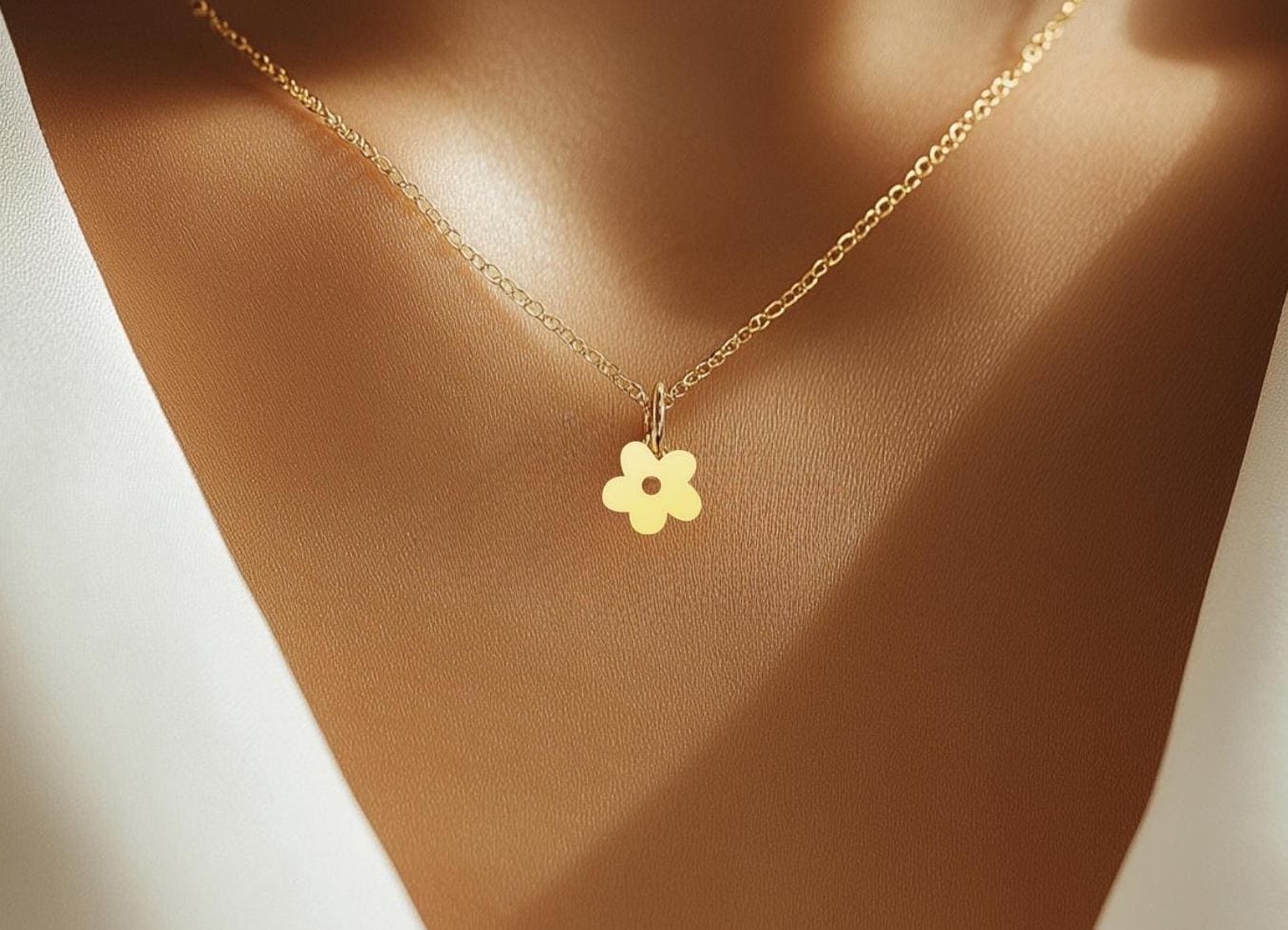 Flower Necklace - Cute Flower Charm Pendant - Kitty Flower Necklace - Minimalist Jewelry for Women