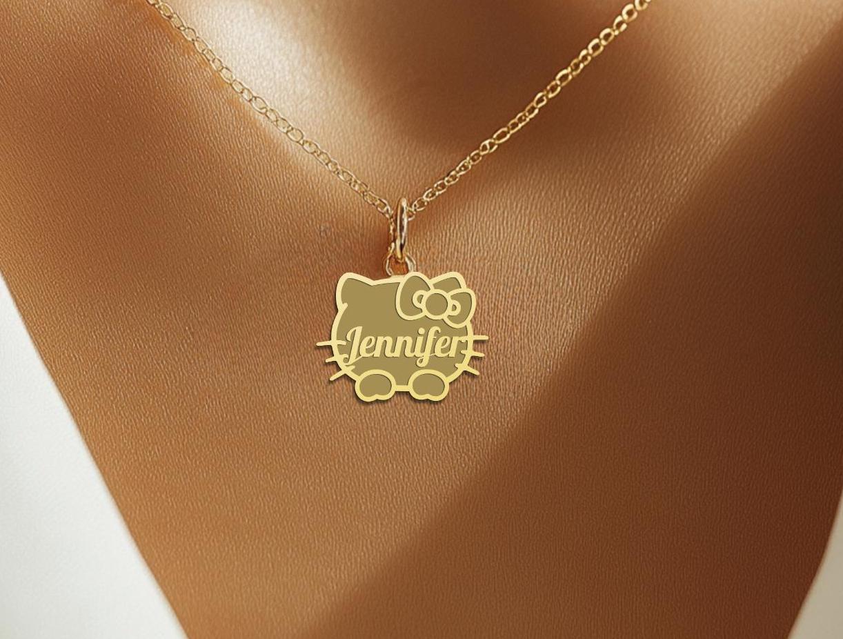 Personalized Cute Cat Name Necklace - Kitty Name Necklace - Kitty Necklace Pendant - Kitty Name Necklace - Minimalist Jewelry for Women