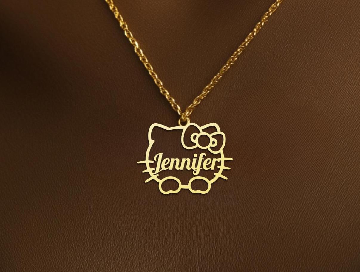 Cute Cat Name Charm - Custom Kitty Name Necklace - Kitty Name Charm - Kitty Name Necklace - Minimalist Jewelry for Women