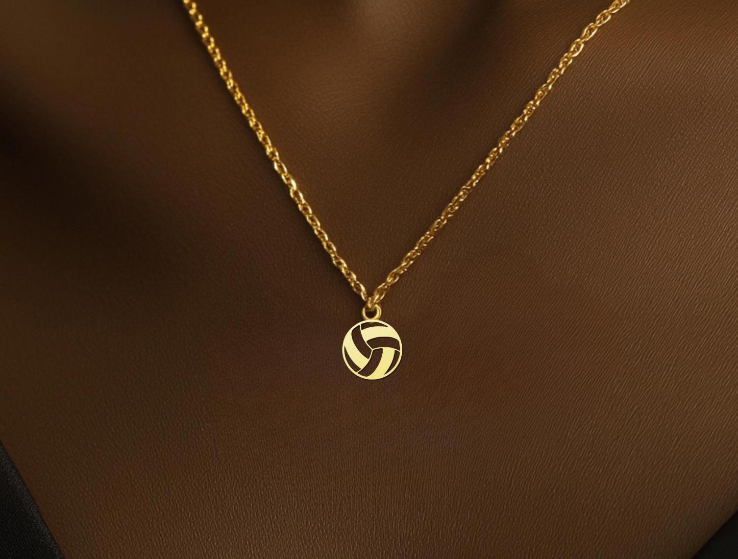 Gold Plated Volleyball Pendant - Personalized Sports Necklace for Volleyball Players