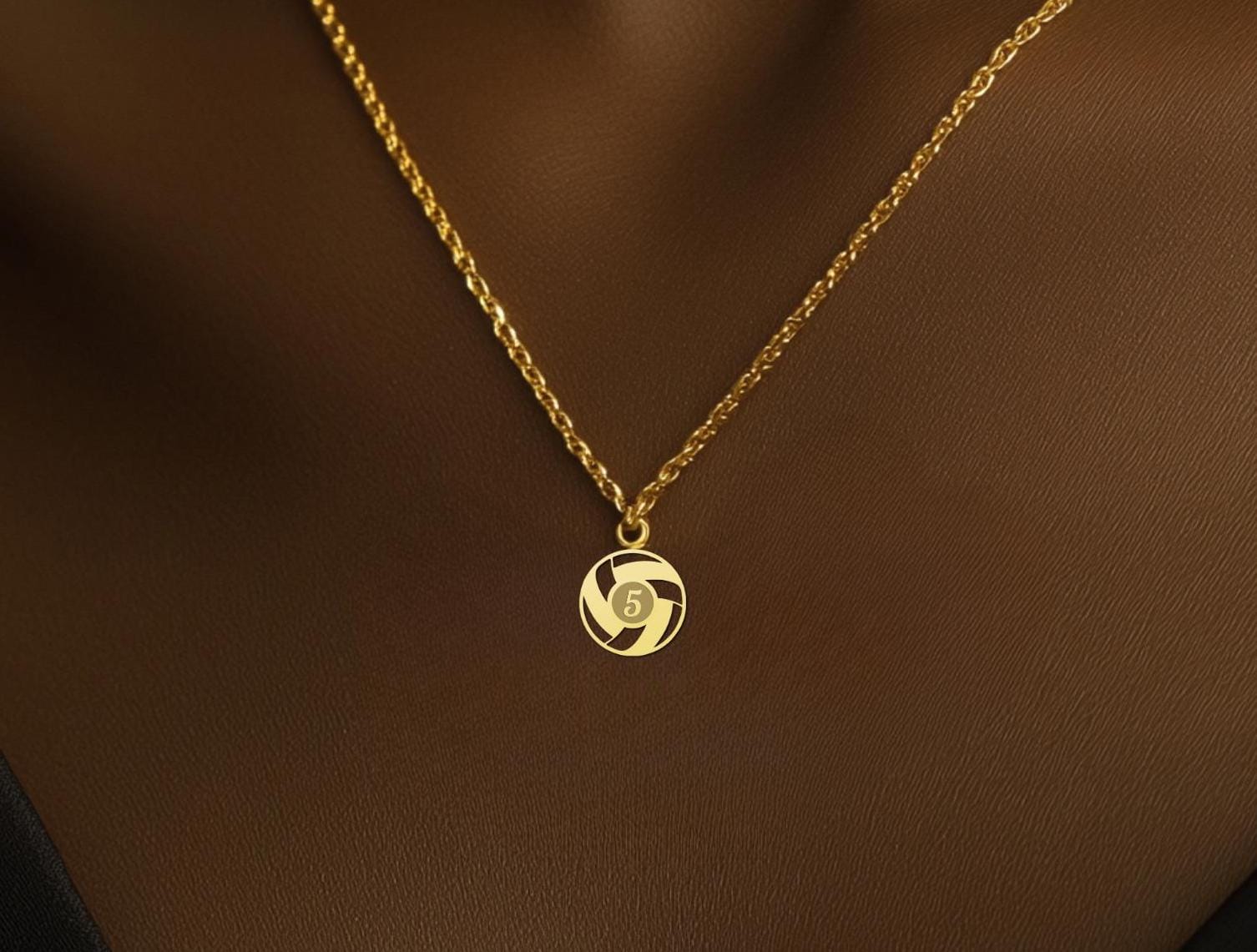 Personalized Volleyball Necklace - Custom Number Pendant - Gold Plated Sports Jewelry for Athletes