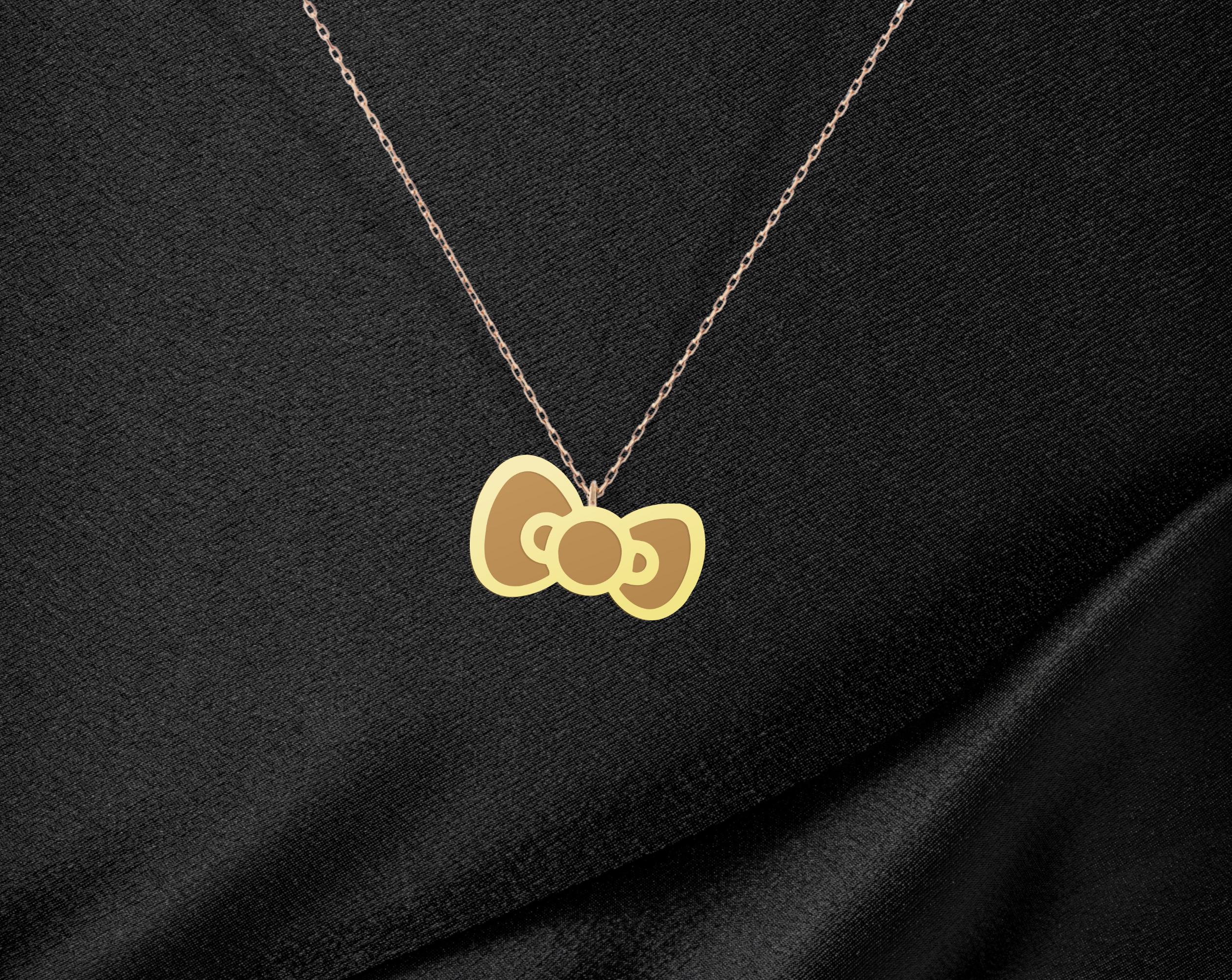 Kitty Bow Charm - Kitty Bow Pendant - Cute Bow Necklace - Adorable Bow Charm Necklace - Gold Plated Minimalist Jewelry for Women