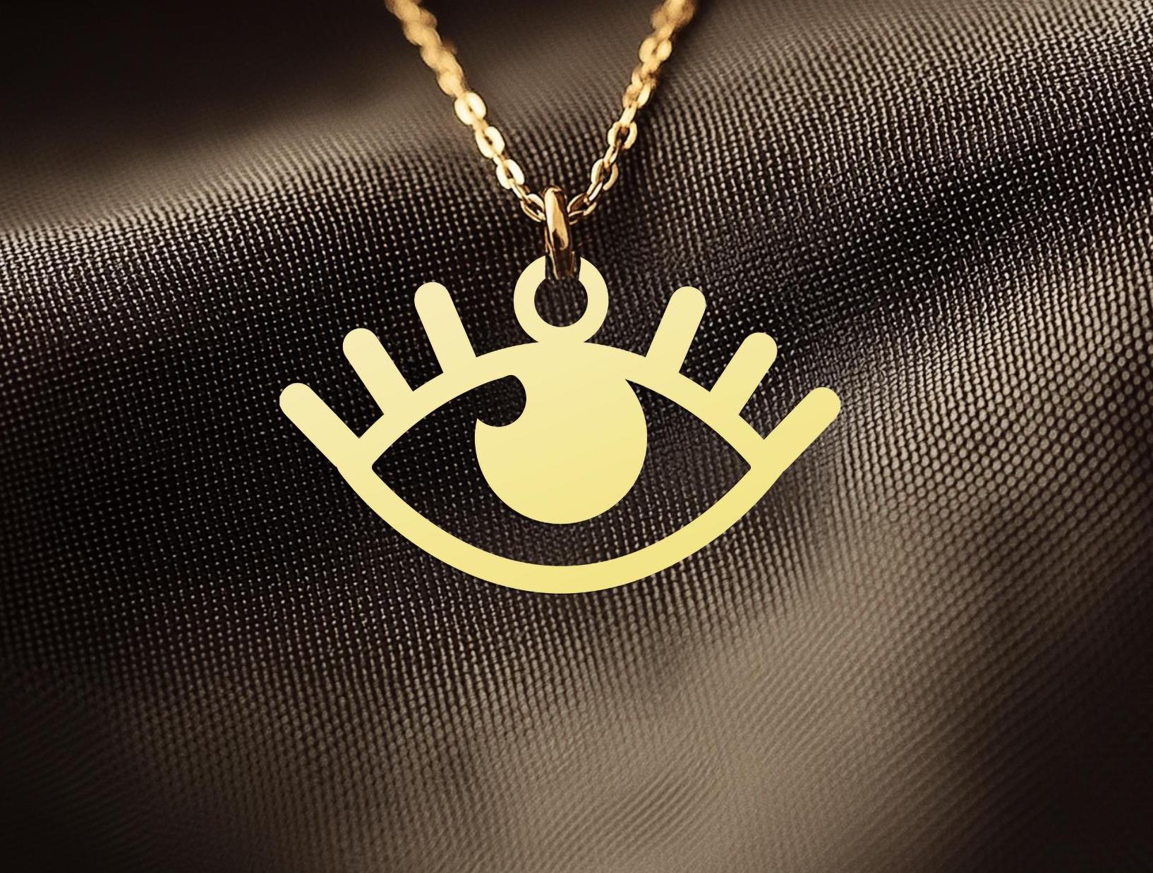 Evil Eye Charm, Eye of Horus Necklace - Ancient Egyptian Protection Pendant - Gold Plated Eye Charm - Minimalist Jewelry for Women
