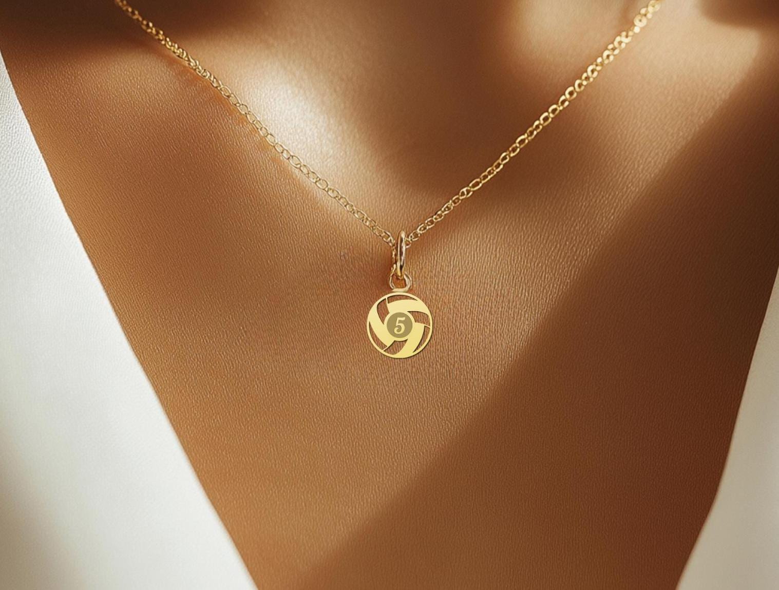 Volleyball Necklace with Custom Number or Letter - Gold Plated Pendant for Volleyball Lovers