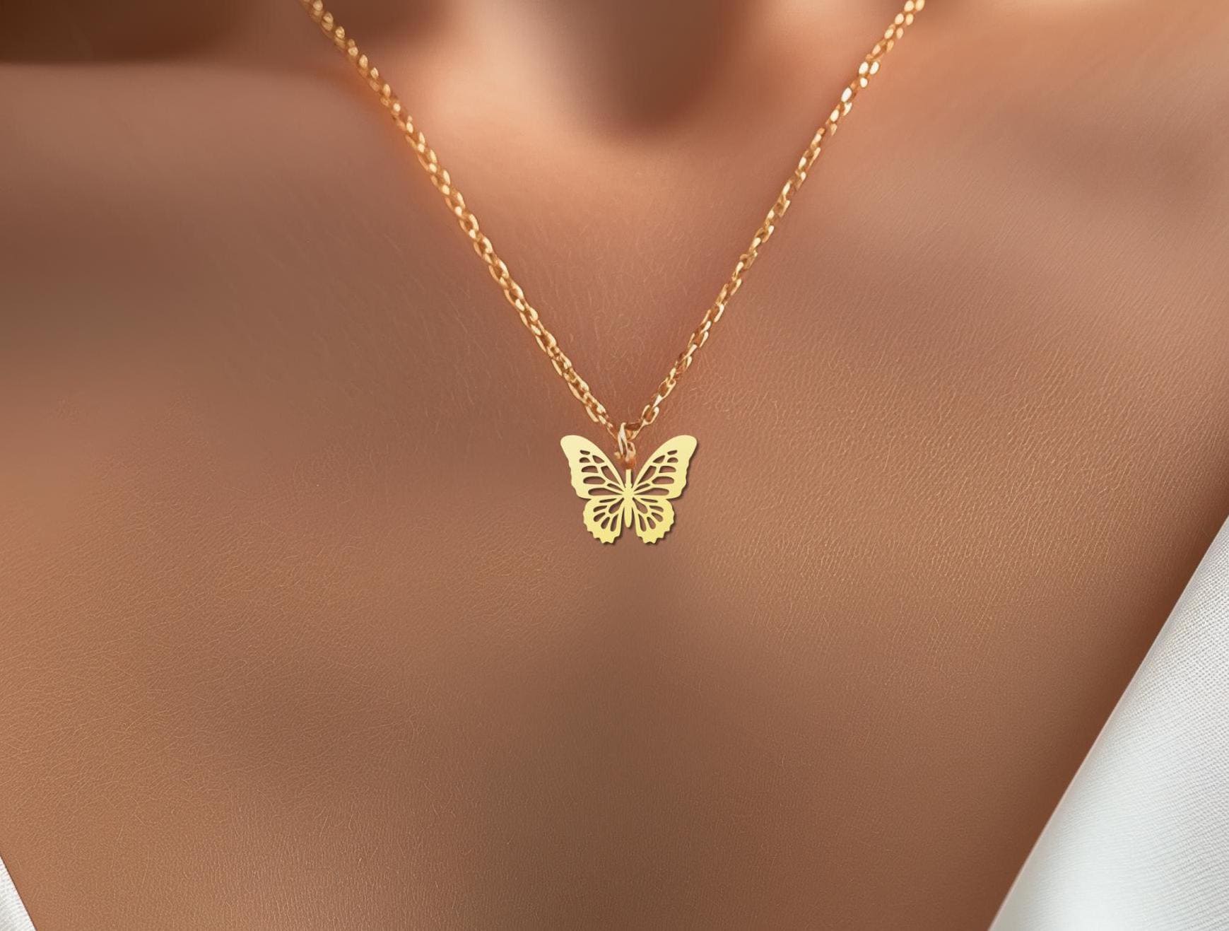 Elegant Butterfly Necklace - Gold Plated Charm Jewelry - Perfect Gift for Her
