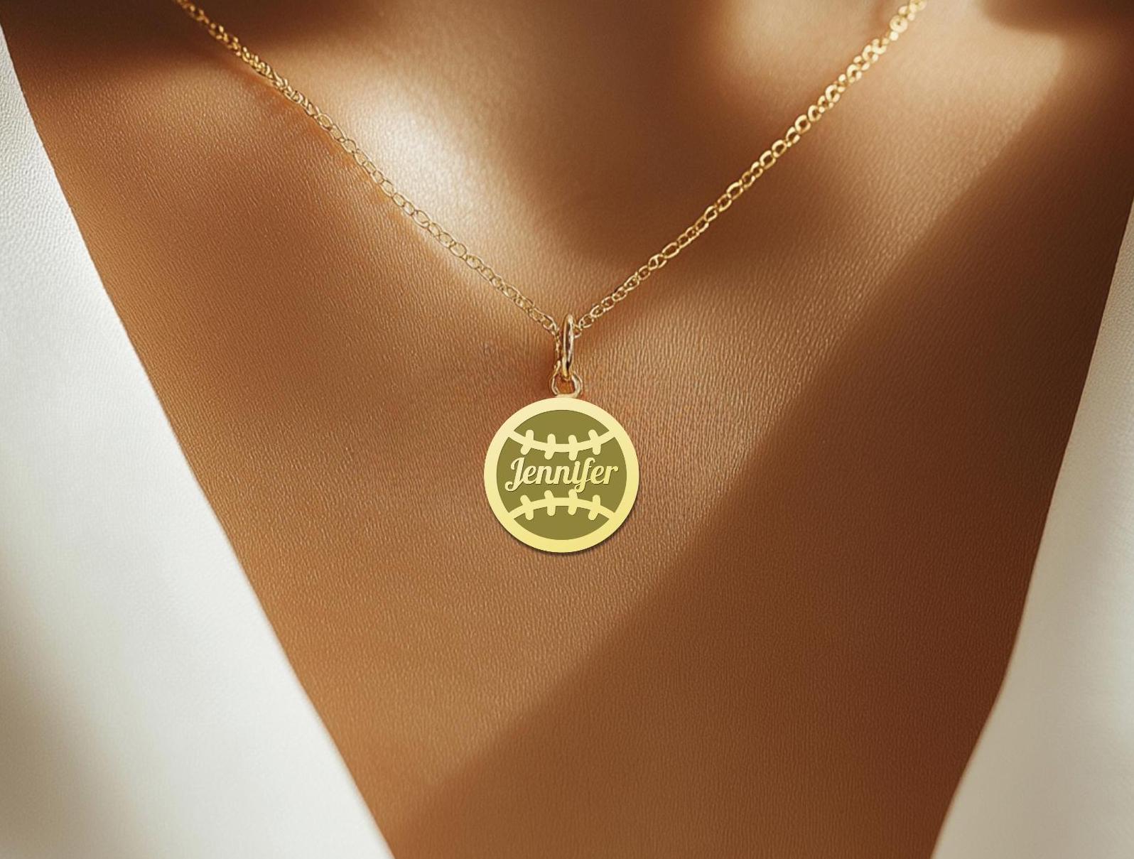 Softball Lover Necklace - Custom Name Jewelry for Fans and Players