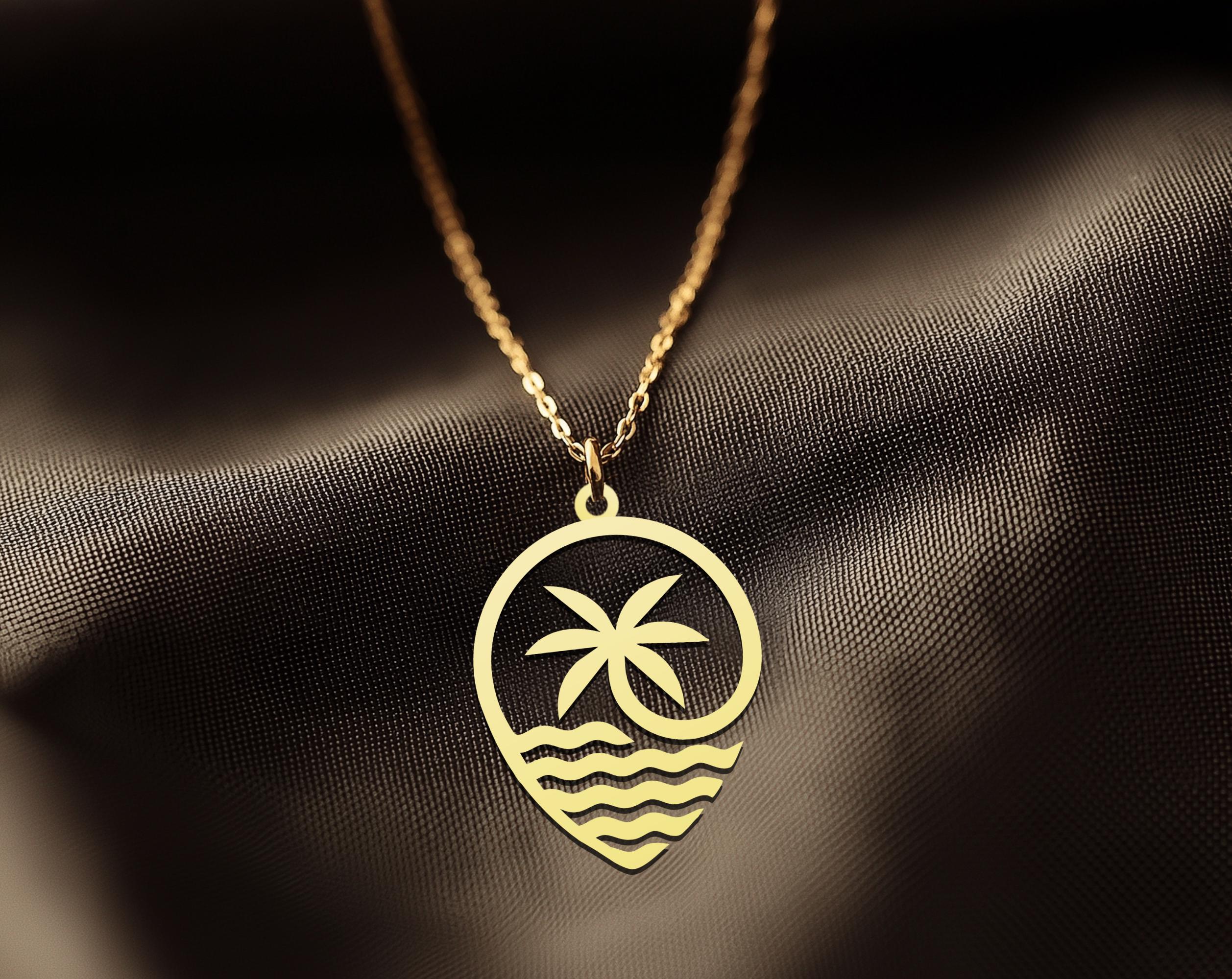 Gold Plated Palm Tree Necklace | Tropical Beach Pendant for Summer Lovers | Elegant Ocean Jewelry Gift