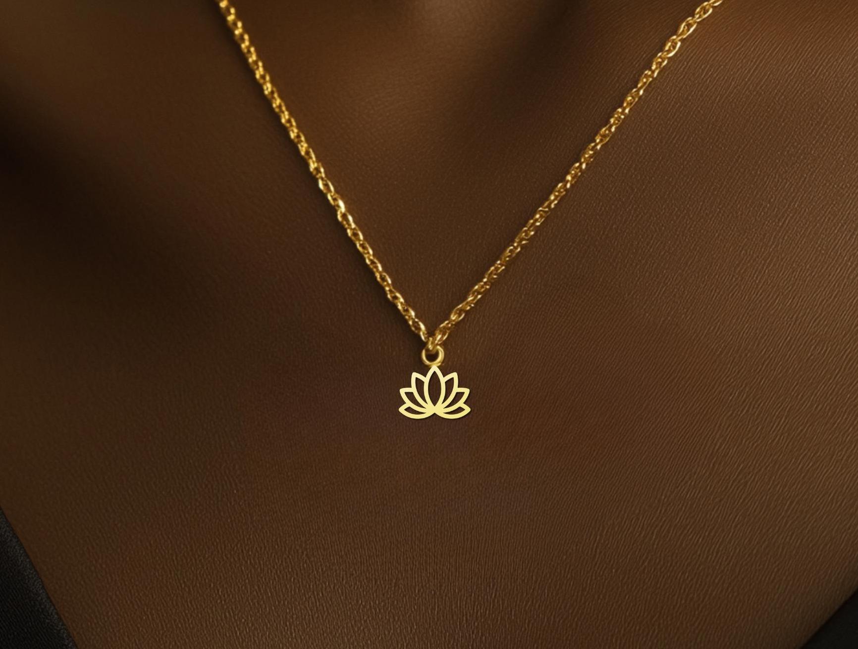 Gold Lotus Pendant Necklace - Elegant Yoga Jewelry for Women
