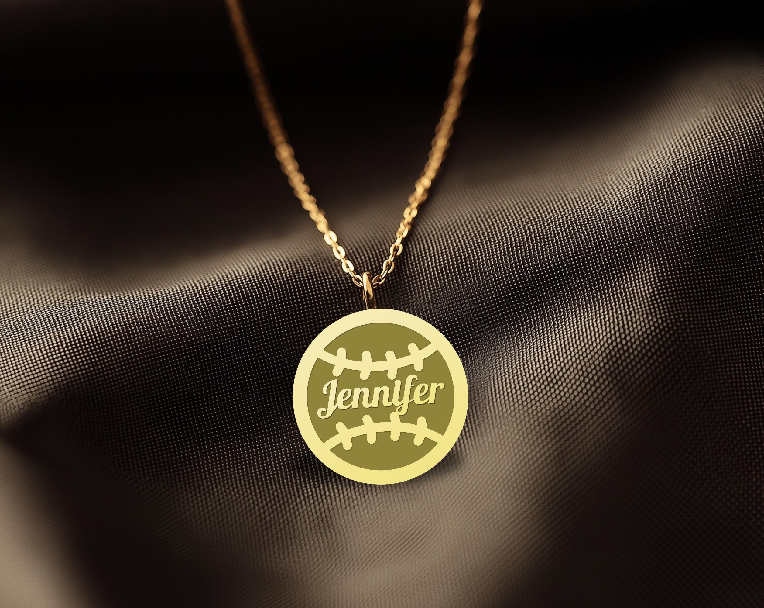 Custom Softball Name Necklace - Personalized Gold Plated Jewelry for Athletes