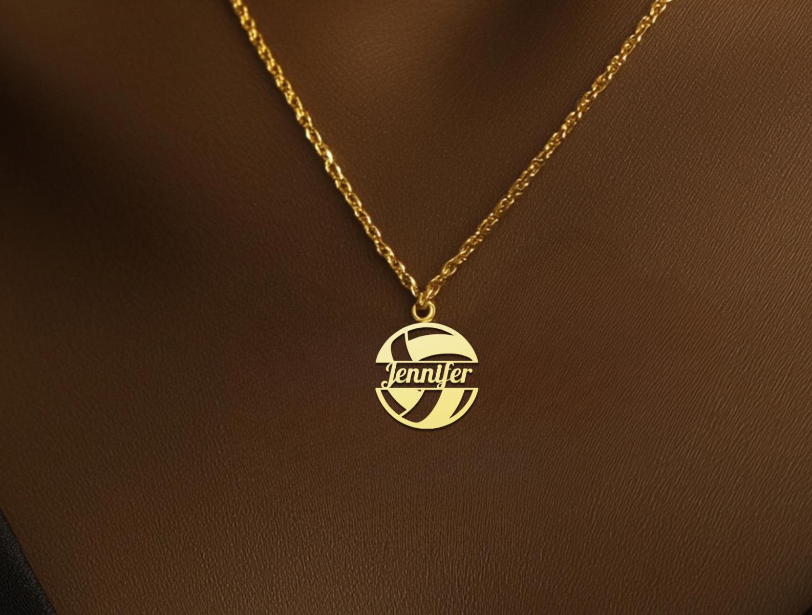 Personalized Volleyball Pendant - Custom Name Jewelry for Volleyball Fans