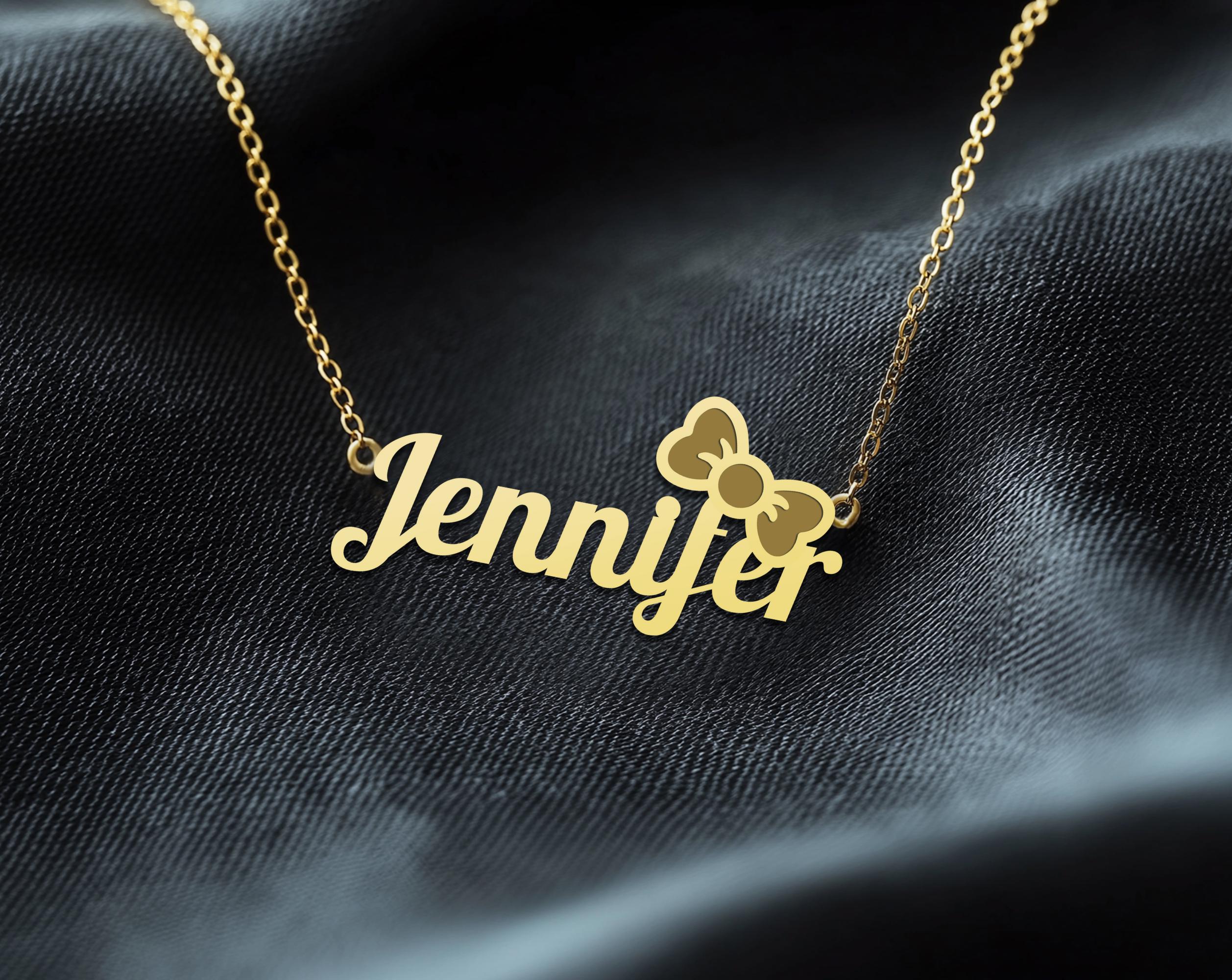 Custom Bow Name Necklace - Personalized Cute Bow Pendant Charm for Women - Perfect Gift for Her, Unique Name Jewelry, Personalized Bow Charm