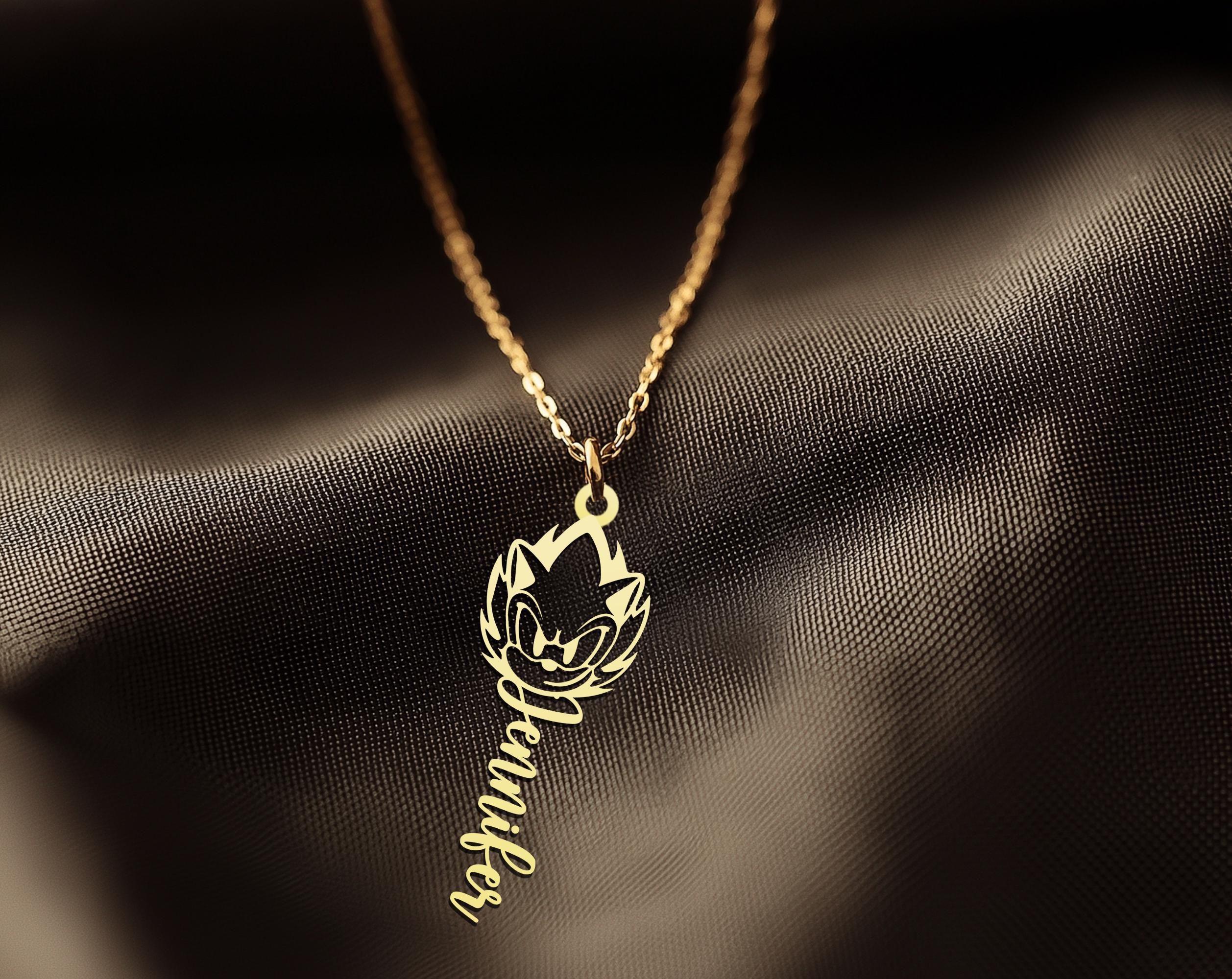 Sonic Necklace | Gold Plated Custom Sonic Name Necklace | Personalized Sonic Head Pendant | Unique Gift for Gaming Fans