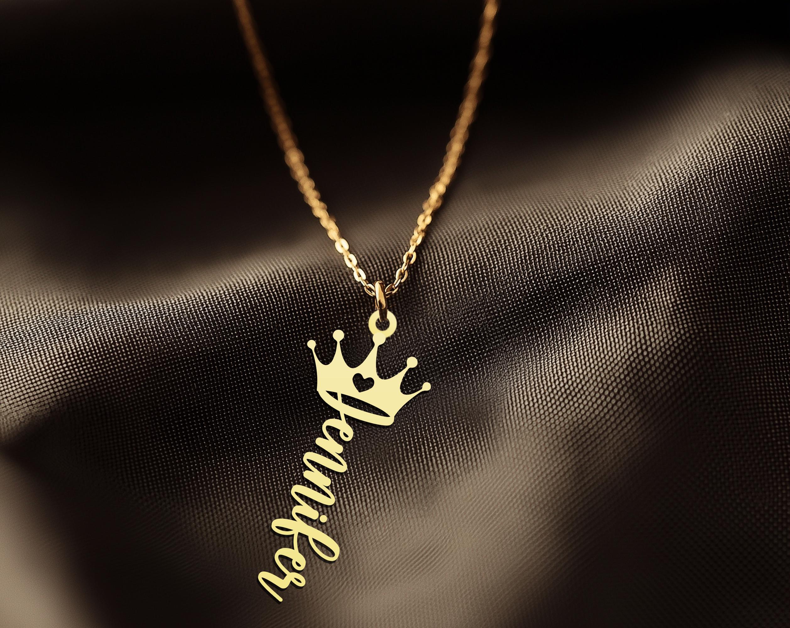 Custom Crown Name Necklace in Gold Plated | Personalized Royal Jewelry | Perfect Gift for Princess Lovers