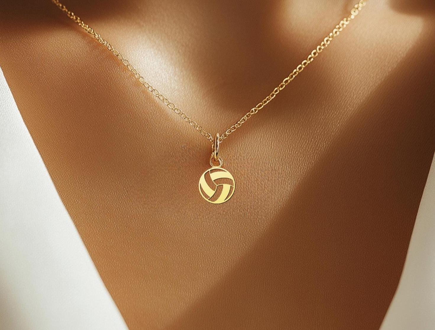 Volleyball Charm Necklace - Minimalist Gold Sports Jewelry for Volleyball Fans