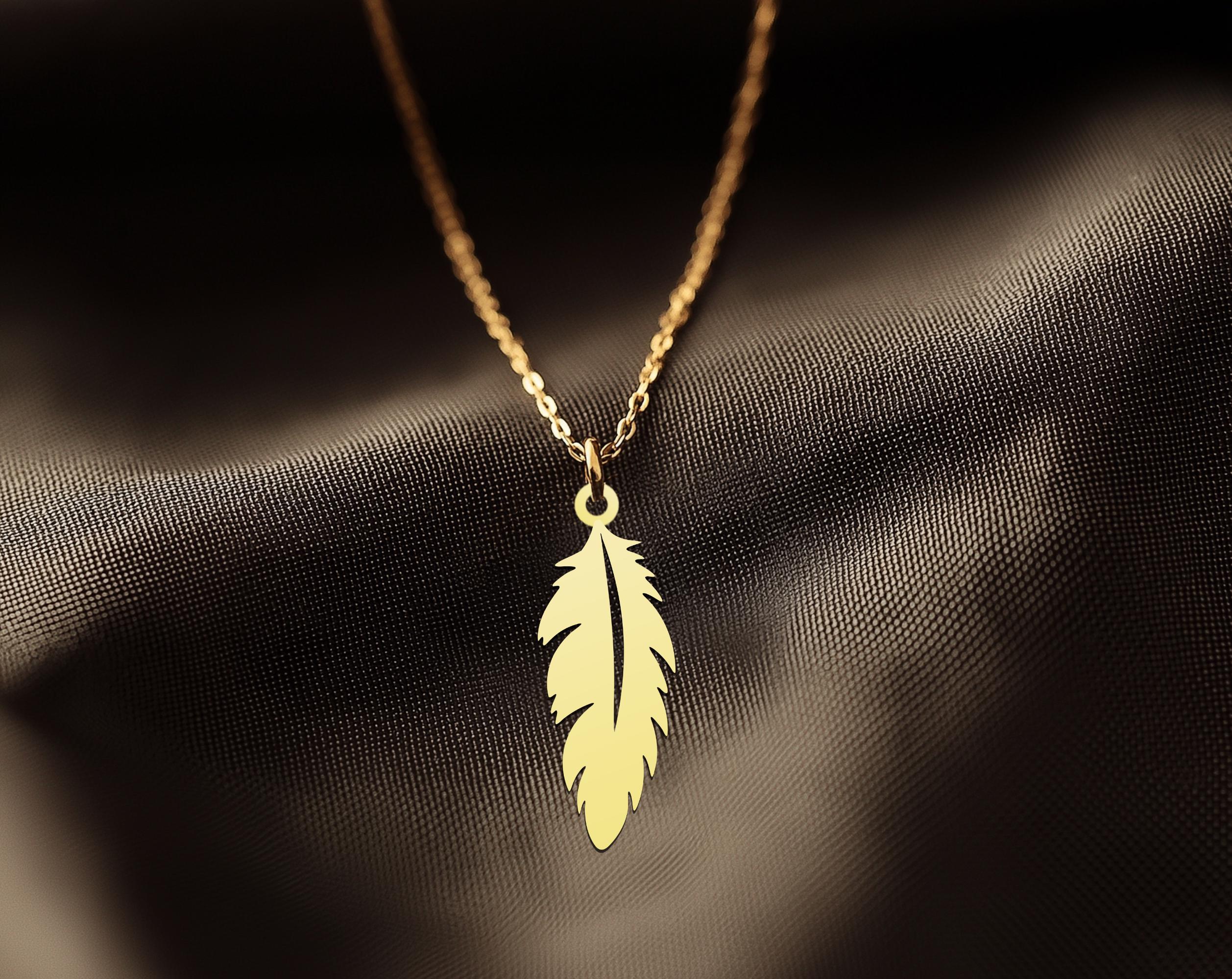 Feather Necklace | Gold Plated Minimalist Feather Necklace | Elegant Feather Pendant Jewelry | Perfect Gift for Nature Lovers