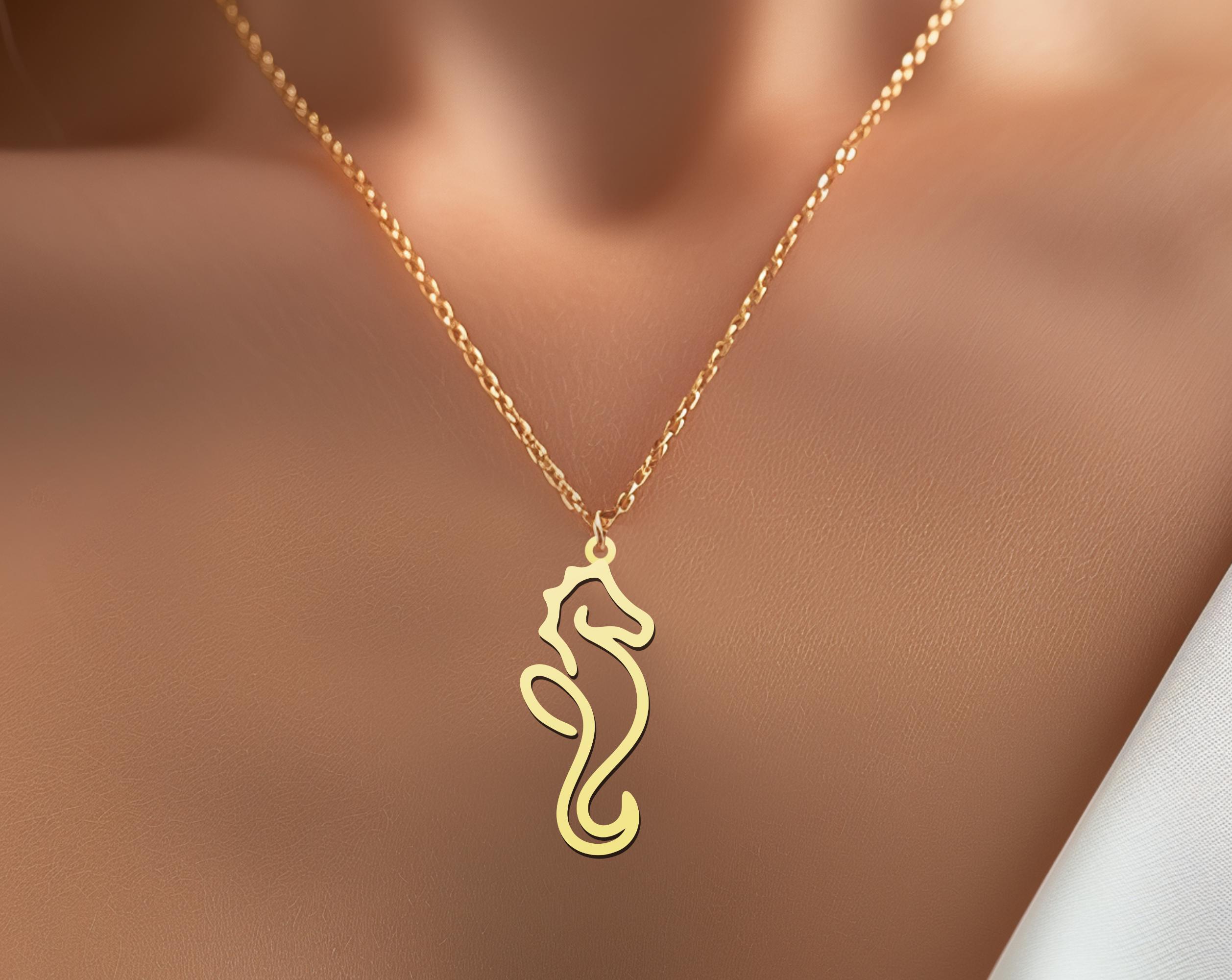 Minimalist Seahorse Necklace – Unique Ocean-Inspired Jewelry - Gold Plated Sea Horse Pendant
