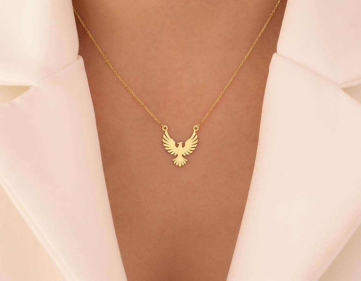 Phoenix Pendant Necklace: Gold Plated Minimalist Design in Sterling Silver