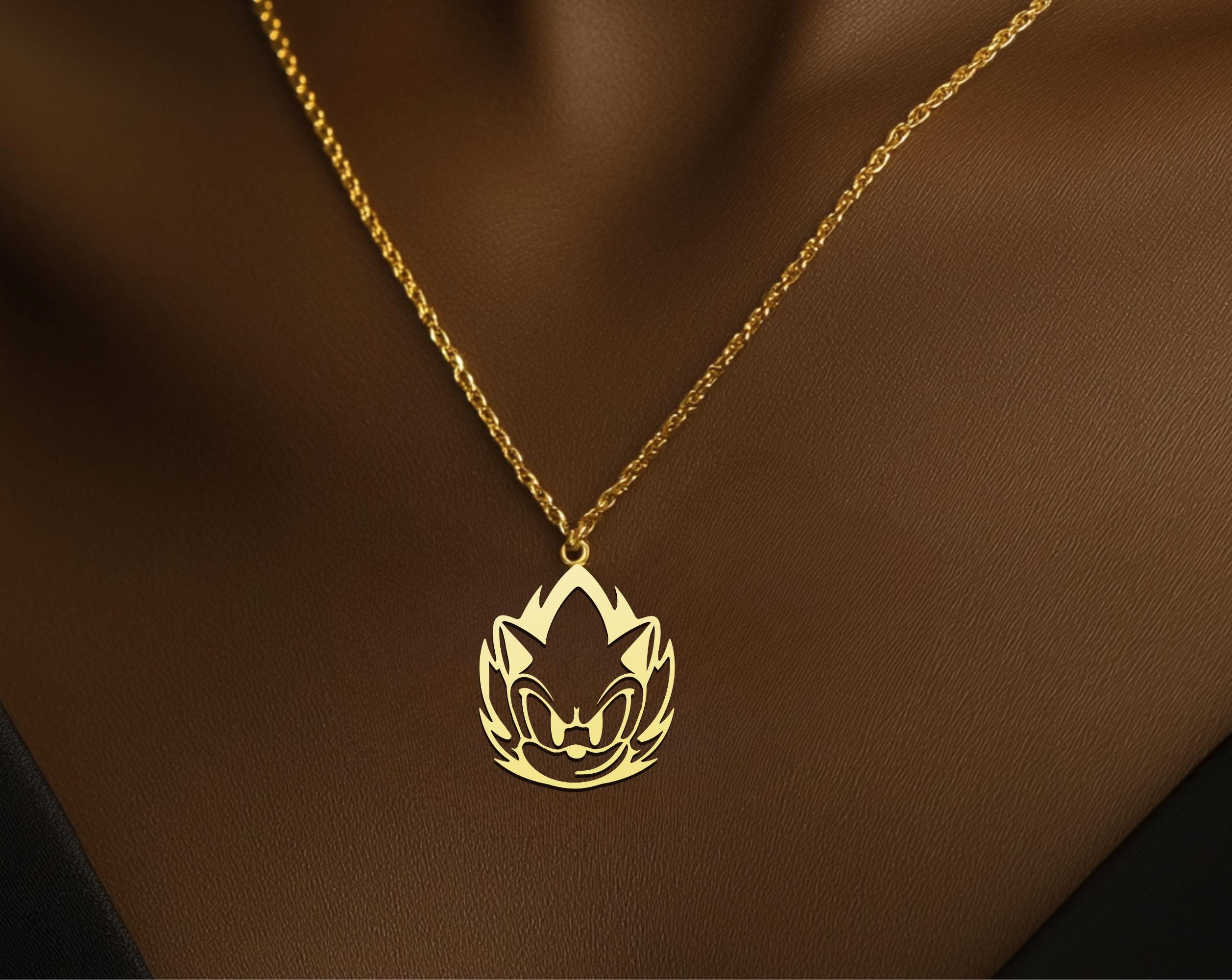 Sonic the Hedgehog Head Pendant in Gold Plated | Stylish Gaming Jewelry | Perfect Gift for Sonic Lovers