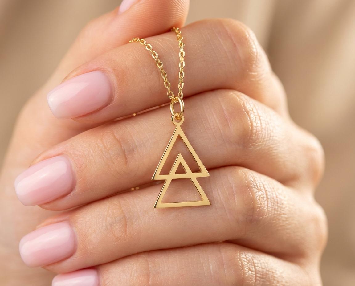 Geometric Triangle Necklace: Gold Plated Modern Pendant