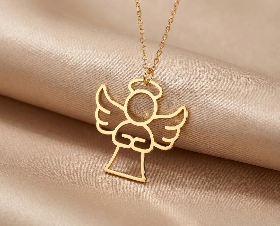 Angel Pendant: Gold Plated Charm With Delicate Wings
