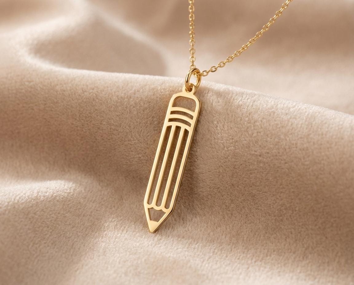 Pencil Necklace: Gold Finish Unique Pendant For Artists