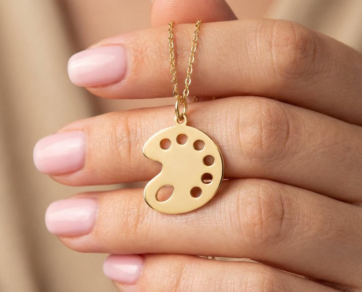 Palette Pendant: Gold Plated Art Jewelry