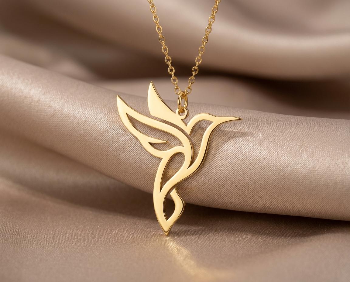 Hummingbird Necklace: Gold Plated Elegant Charm