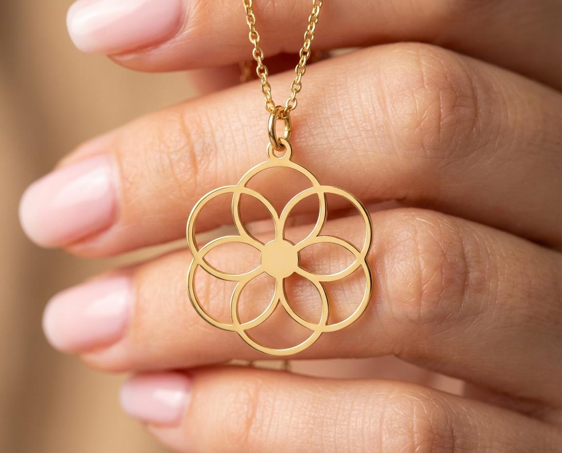 Flower Pendant: Gold Plated Simple Floral Design Necklace