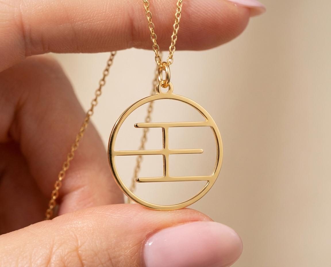 Zen Circle Necklace: Gold Plated Inner Line Pendant