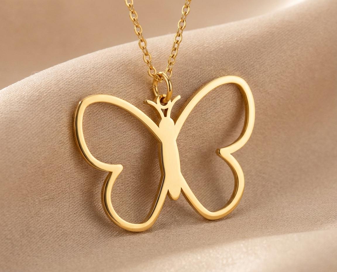 Butterfly Pendant: Gold Tone Elegant Design