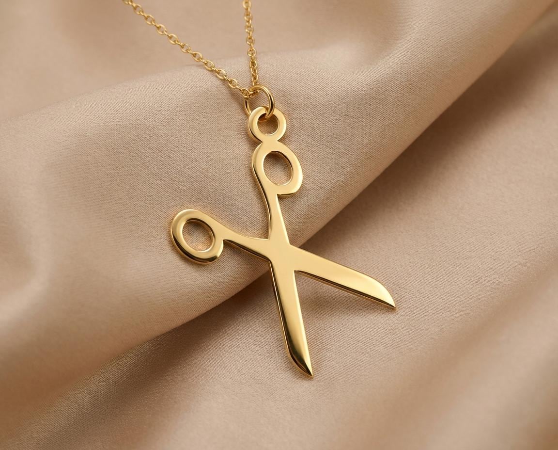 Scissors Necklace: Gold Plated Pendant Chain