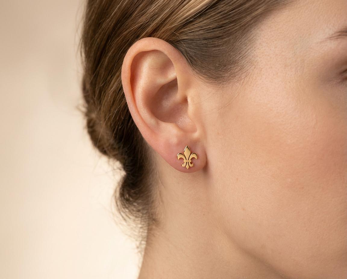 Fleur De Lis Earring: Gold Plated Minimalist Design