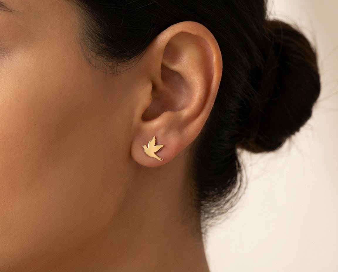 Dove Earring: Gold Plated Bird Design