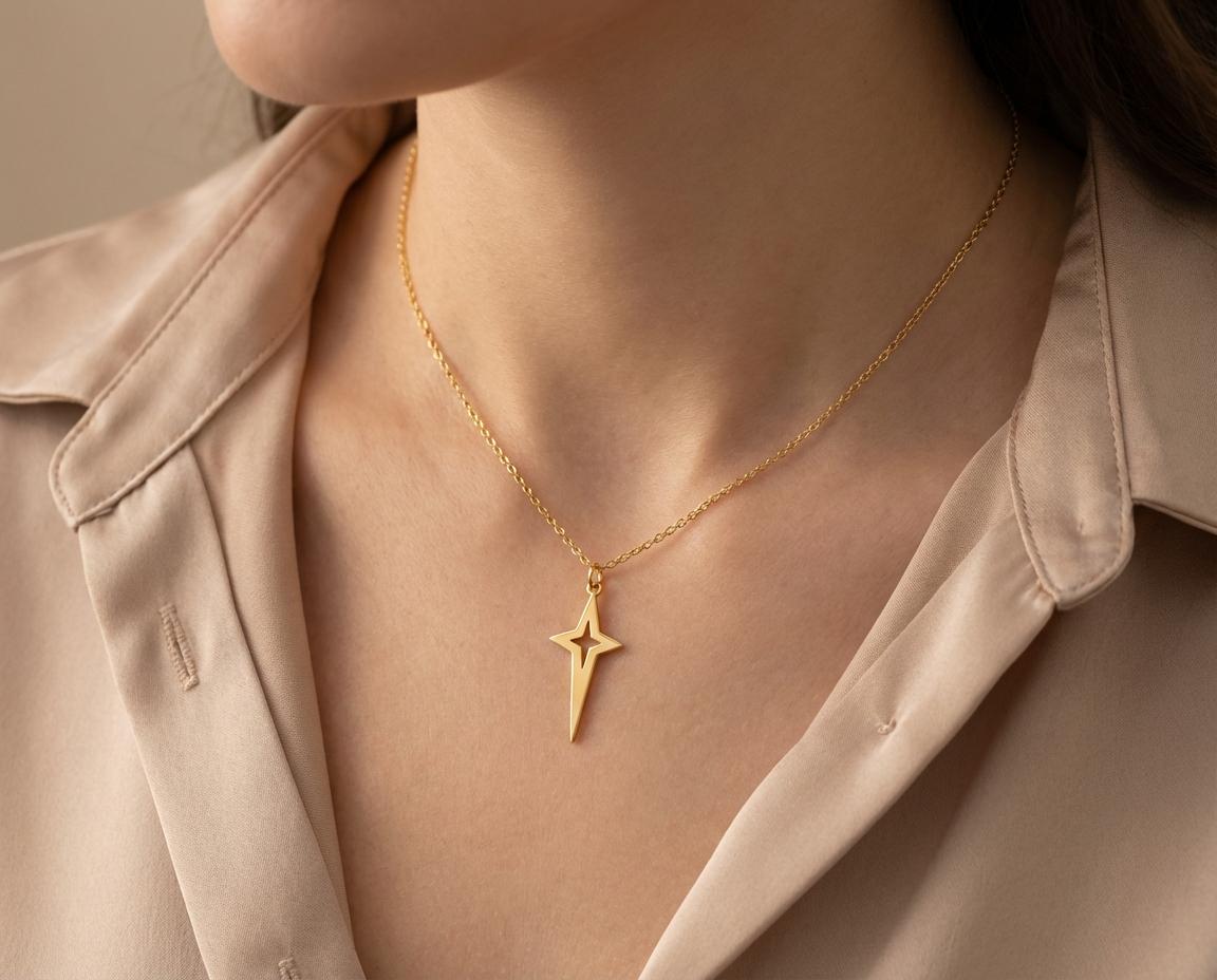 Star Pendant: Gold Plated North Star Jewelry