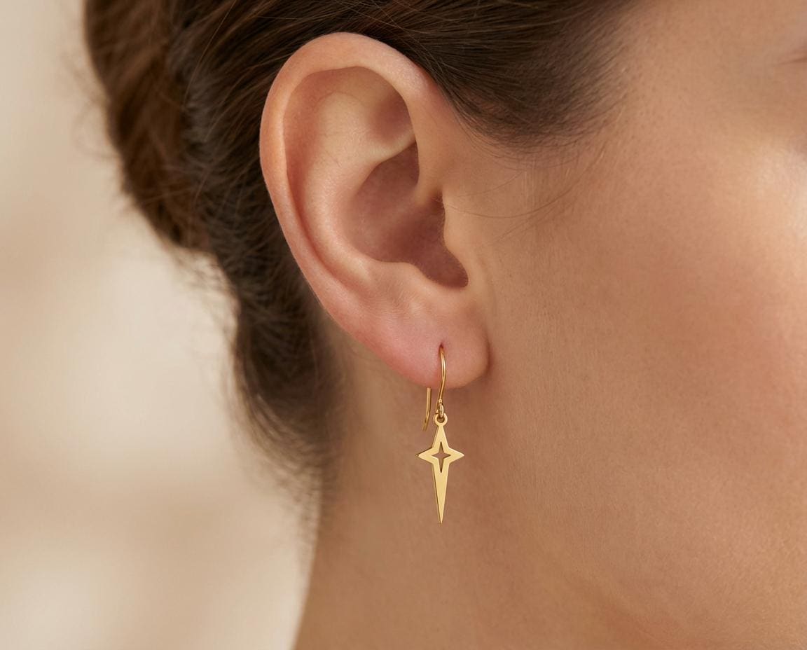 North Star Earring: Gold Plated Celestial Charm