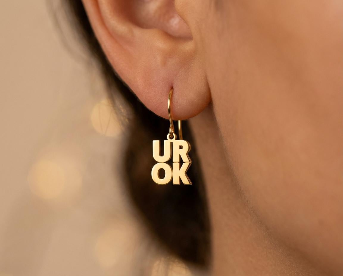 Ur Ok Earring: Gold Plated Statement Jewelry