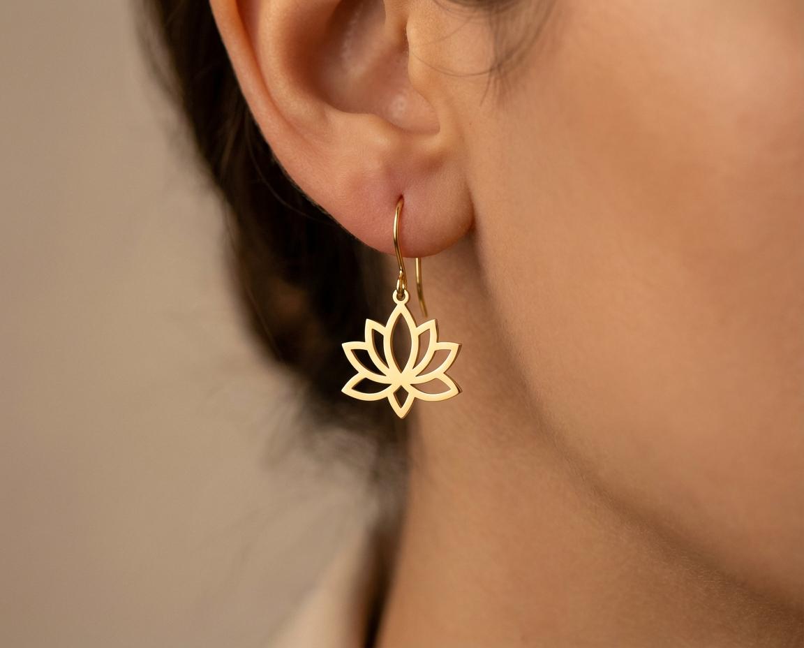Lotus Earring: Gold Plated Floral Design
